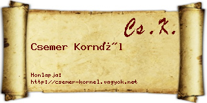 Csemer Kornél névjegykártya